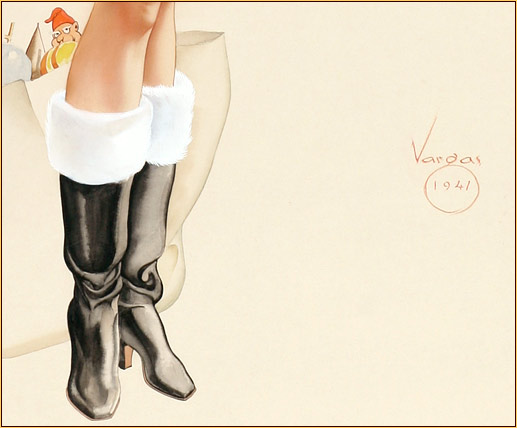 Alberto Vargas original watercolor on board painting detail depicting female legs in leather boots