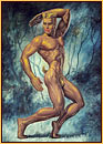 George Quaintance original oil painting depicting a male seminude in a ballet pose
