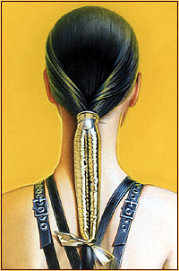 Hajime Sorajama original acrylic painting depicting a female seminude in bondage (Detail 2)