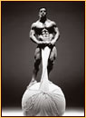 Jim French original gelatin silver print depicting a male nude standing on a ball