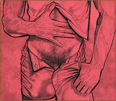 Kent original pencil drawing depicting a male seminude (Detail 2)