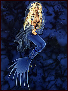 Pamelina H. original acrylic painting depicting a seminude mermaid