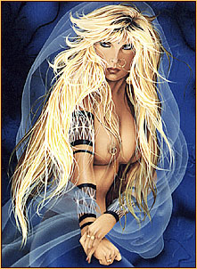 Pamelina H. original acrylic painting depicting a seminude mermaid (Detail 1)
