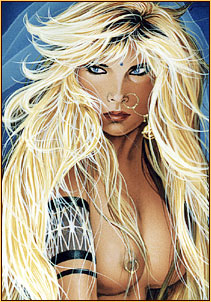 Pamelina H. original acrylic painting depicting a seminude mermaid (Detail 2)
