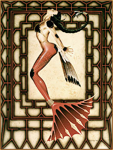 Pamelina H. original acrylic painting depicting a seminude mermaid