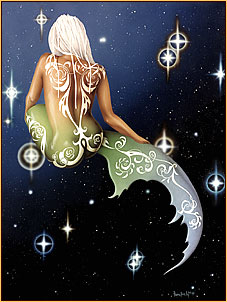 Pamelina H. original acrylic painting depicting a seminude mermaid