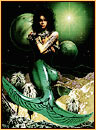 Pamelina H. original acrylic painting depicting a seminude mermaid