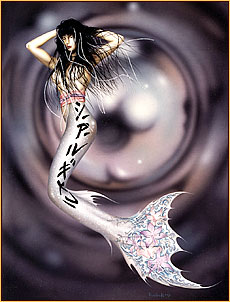 Pamelina H. original acrylic painting depicting a seminude mermaid