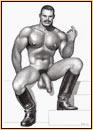 Tom of Finland original graphite on paper drawing depicting a male nude in leather boots