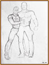 Tom of Finland original graphite on paper study drawing depicting two male seminudes hugging