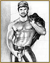 Tom of Finland original pencil drawing depicting a male seminude in leather gear