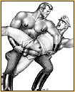 Tom of Finland original pencil drawing depicting two male seminudes