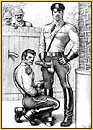 Tom of Finland original pencil drawing depicting four male seminudes